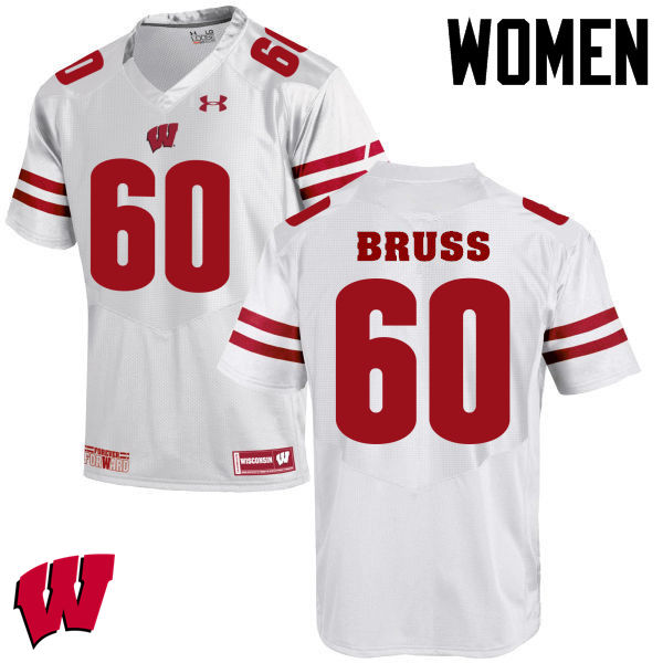 Wisconsin Badgers Women's #60 Logan Bruss NCAA Under Armour Authentic White College Stitched Football Jersey XC40B88ZD